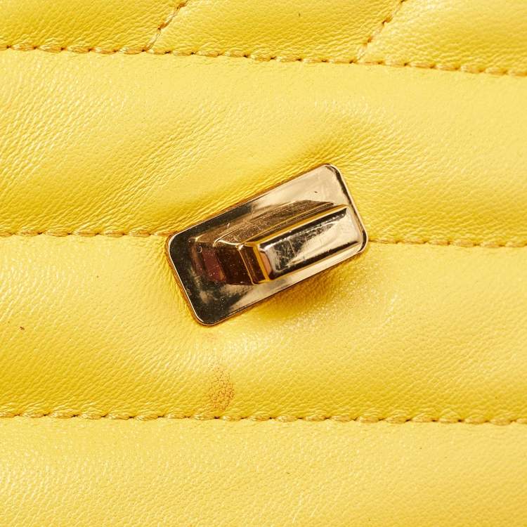 Pre Owned Tory Burch Yellow Leather Kira Crossbody Bag