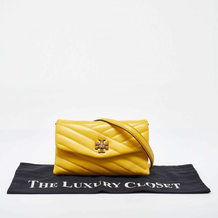Pre Owned Tory Burch Yellow Leather Kira Crossbody Bag