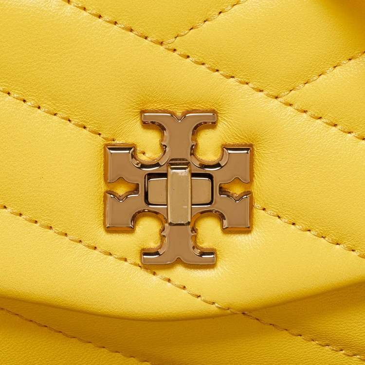Pre Owned Tory Burch Yellow Leather Kira Crossbody Bag