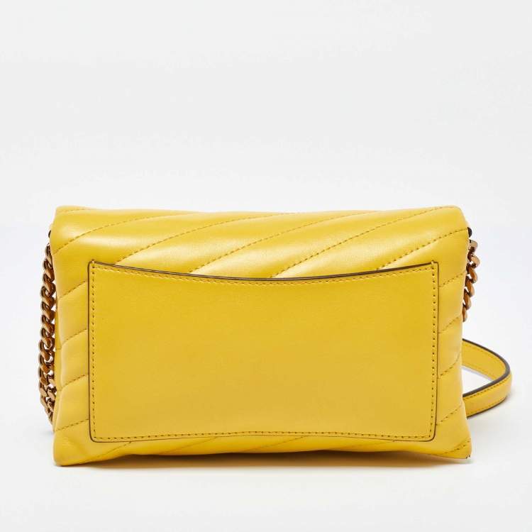 Pre Owned Tory Burch Yellow Leather Kira Crossbody Bag