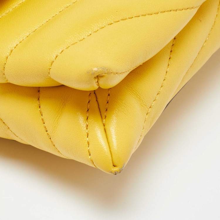 Pre Owned Tory Burch Yellow Leather Kira Crossbody Bag