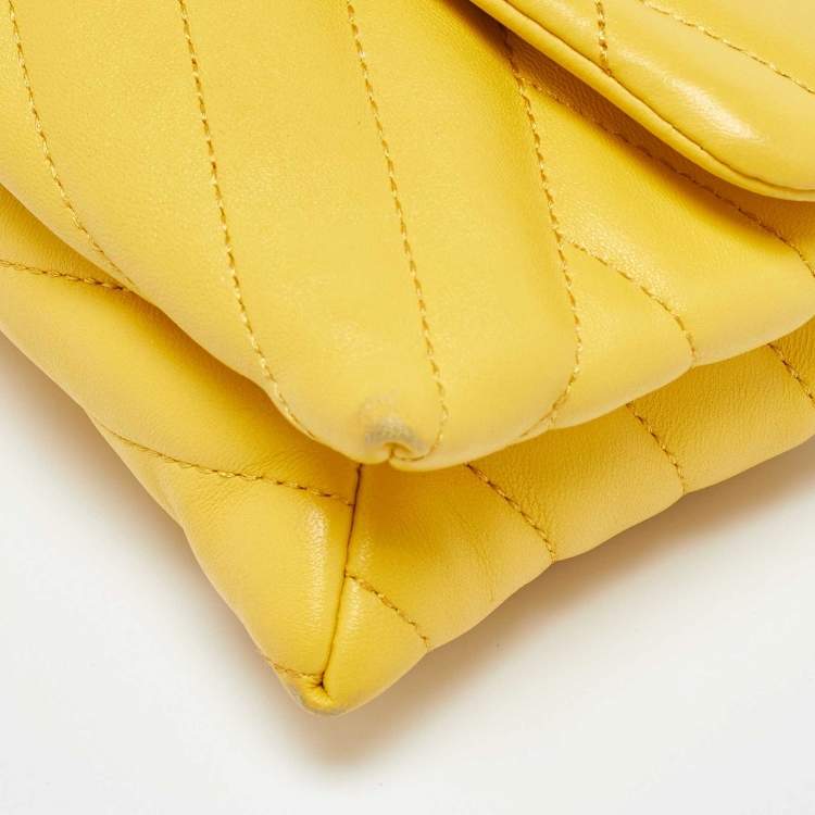 Pre Owned Tory Burch Yellow Leather Kira Crossbody Bag