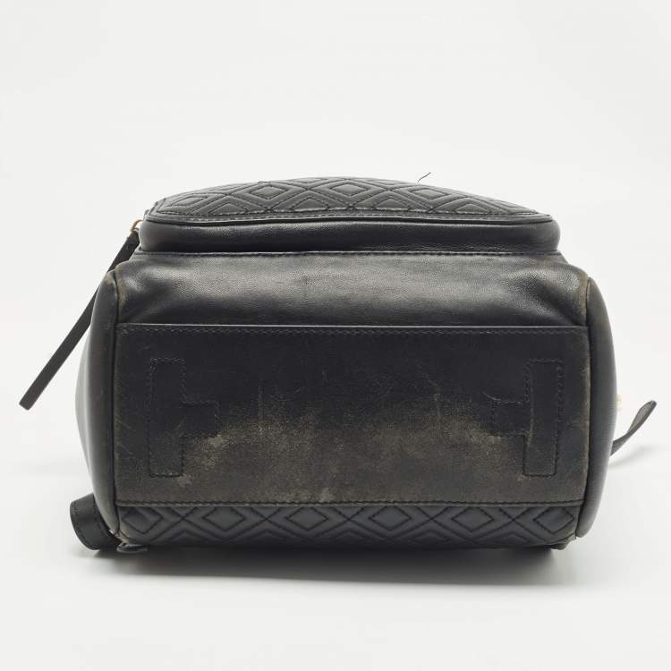 Pre Owned Tory Burch Black Quilted Leather Fleming Drawstring Backpack