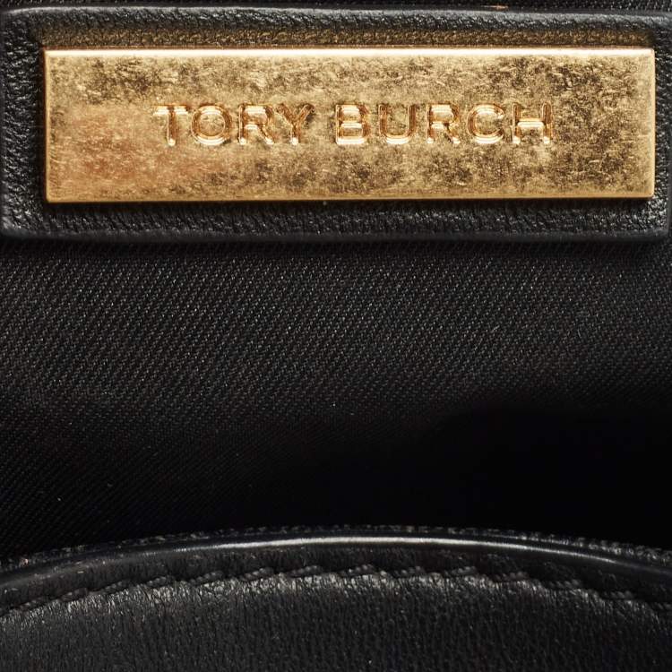 Pre Owned Tory Burch Black Quilted Leather Fleming Drawstring Backpack
