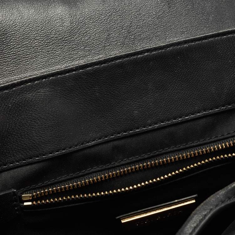 Pre Owned Tory Burch Black Quilted Leather Fleming Drawstring Backpack