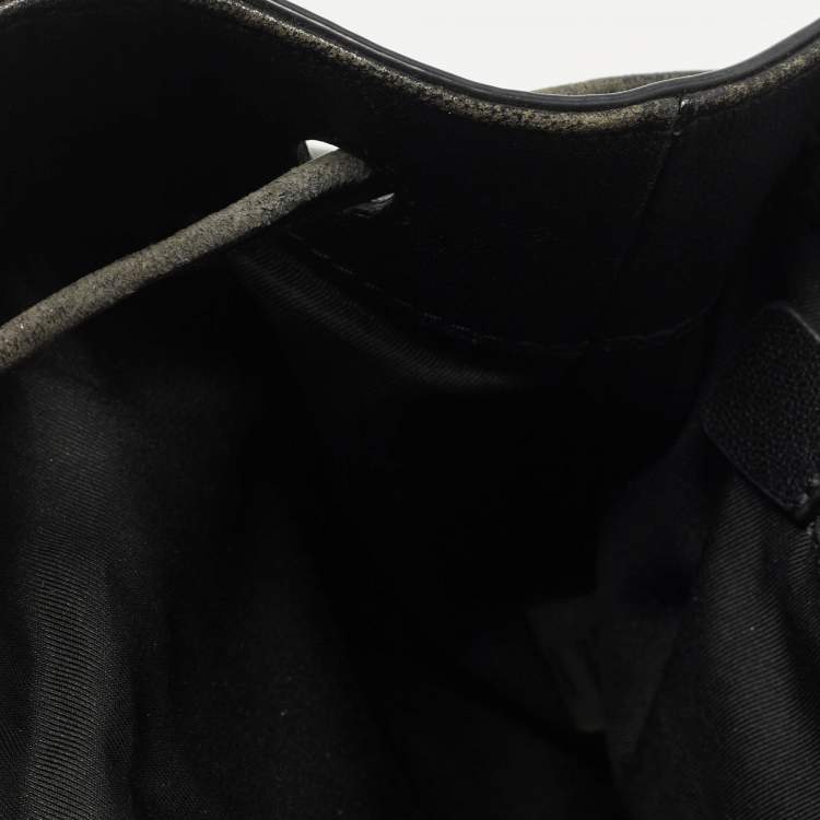 Pre Owned Tory Burch Black Quilted Leather Fleming Drawstring Backpack