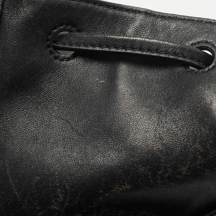 Pre Owned Tory Burch Black Quilted Leather Fleming Drawstring Backpack