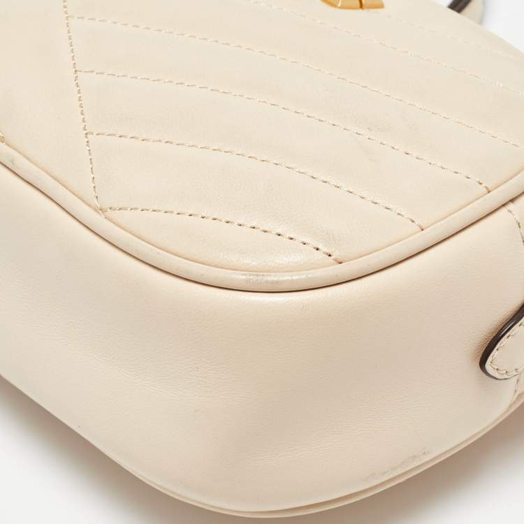 Pre Owned Tory Burch Cream Quilted Leather Small Kira Camera Bag