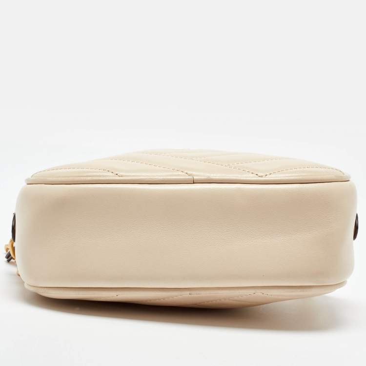 Pre Owned Tory Burch Cream Quilted Leather Small Kira Camera Bag