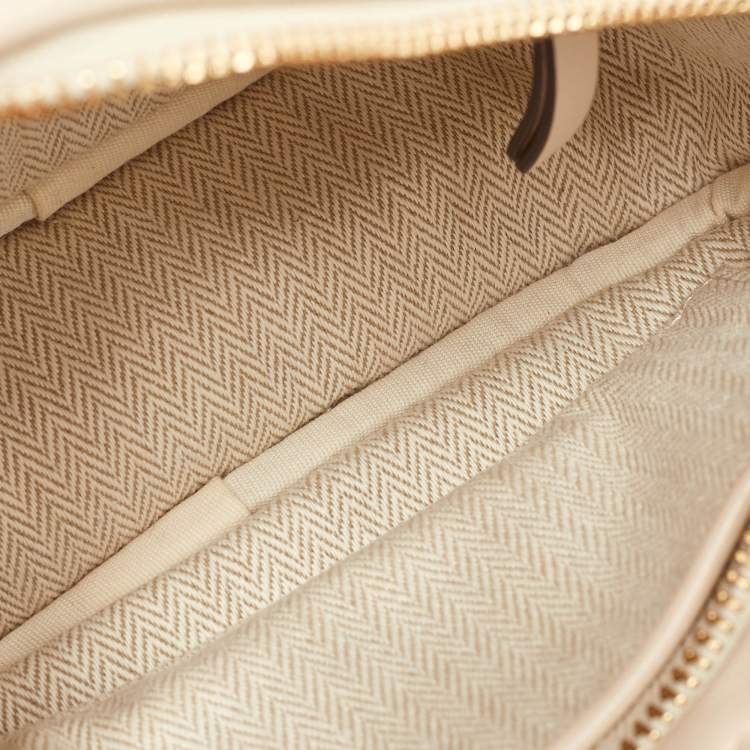 Pre Owned Tory Burch Cream Quilted Leather Small Kira Camera Bag