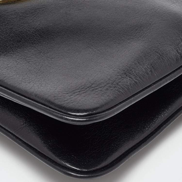 Pre Owned Tory Burch Black Leather Reva Chain Clutch