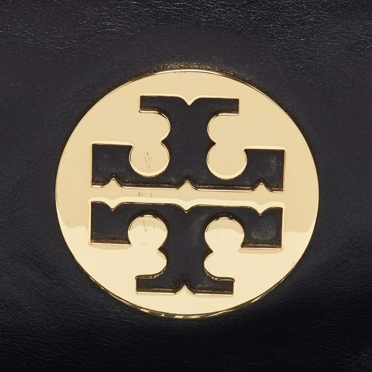 Pre Owned Tory Burch Black Leather Reva Chain Clutch