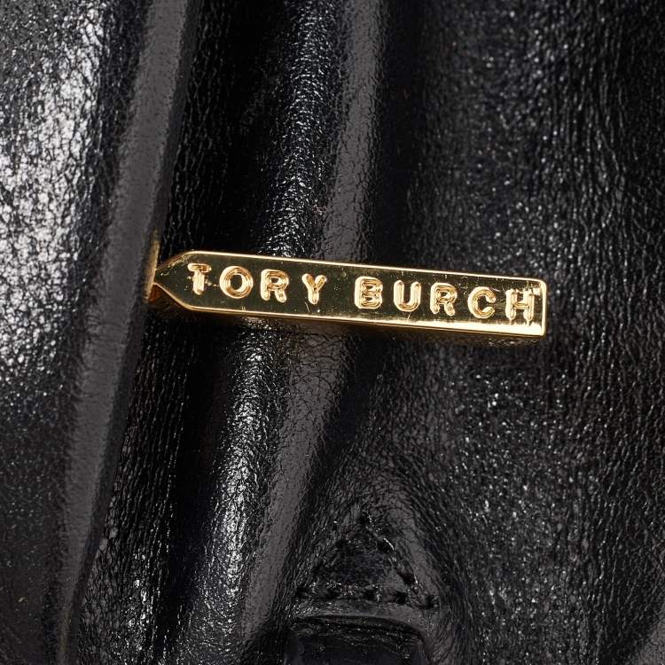 Pre Owned Tory Burch Black Leather Reva Chain Clutch