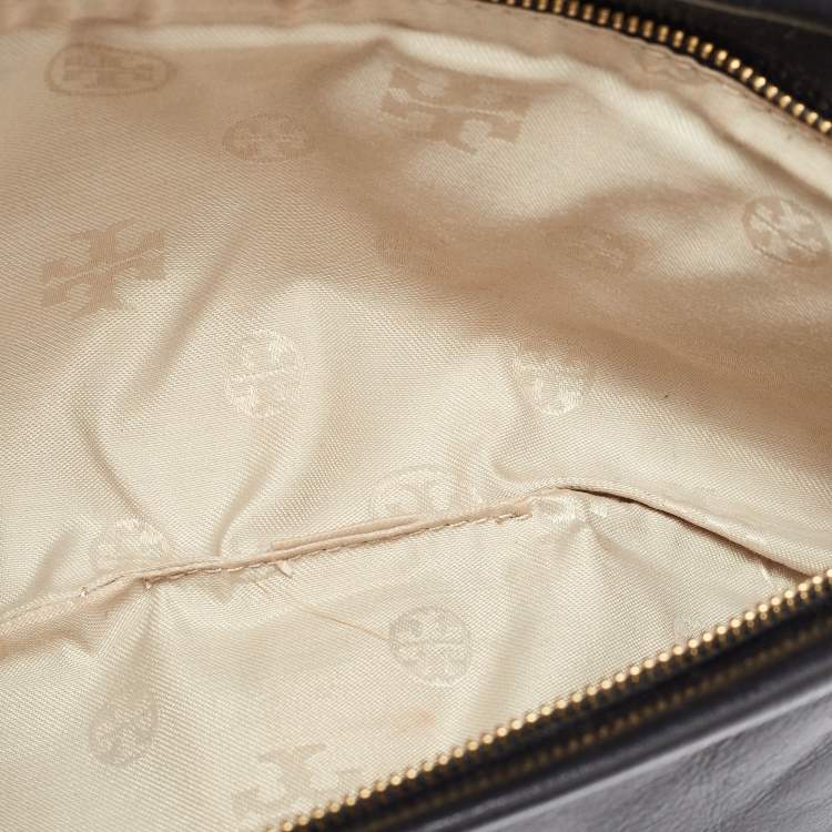 Pre Owned Tory Burch Black Leather Reva Chain Clutch