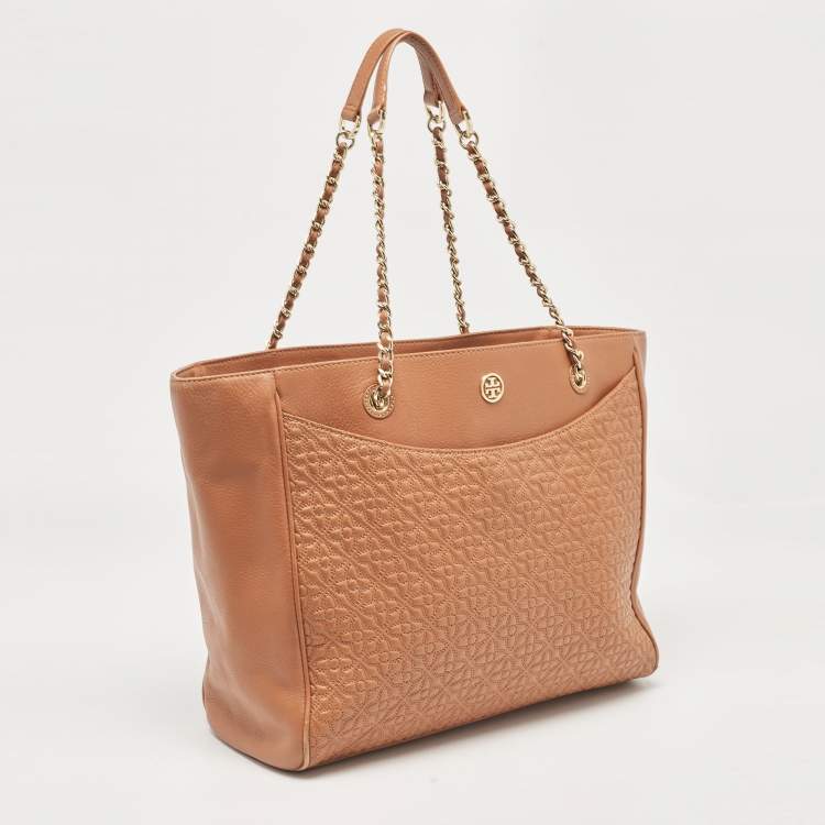 مملوكة مسبقًا Tory Burch Brown Embossed Leather Bryant East West Tote