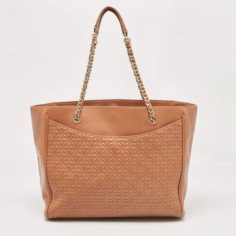 مملوكة مسبقًا Tory Burch Brown Embossed Leather Bryant East West Tote
