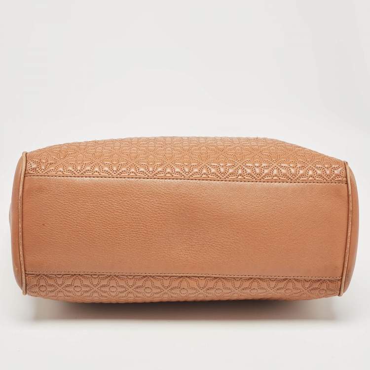 مملوكة مسبقًا Tory Burch Brown Embossed Leather Bryant East West Tote