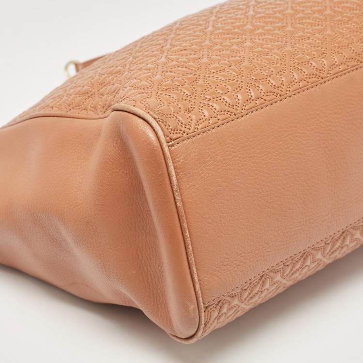 مملوكة مسبقًا Tory Burch Brown Embossed Leather Bryant East West Tote