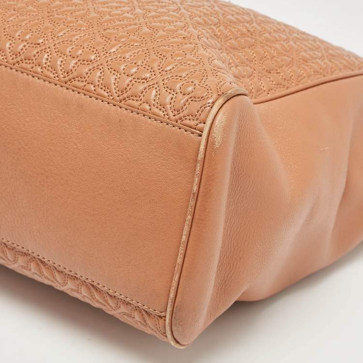 مملوكة مسبقًا Tory Burch Brown Embossed Leather Bryant East West Tote