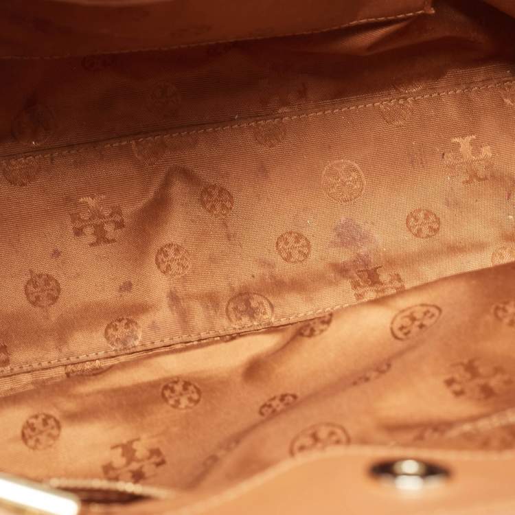 مملوكة مسبقًا Tory Burch Brown Embossed Leather Bryant East West Tote