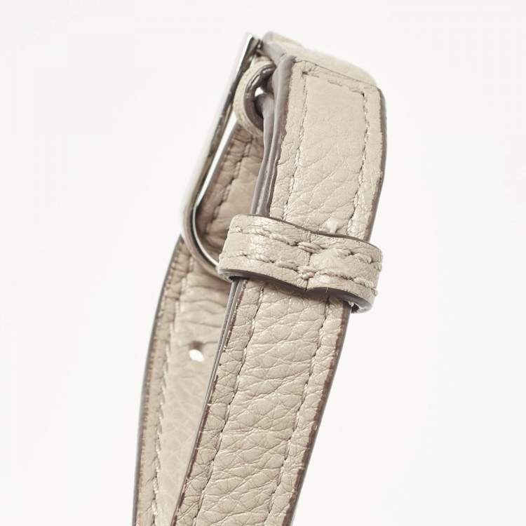 Pre Owned Tory Burch Grey Leather Thea Fold Over Crossbody Bag