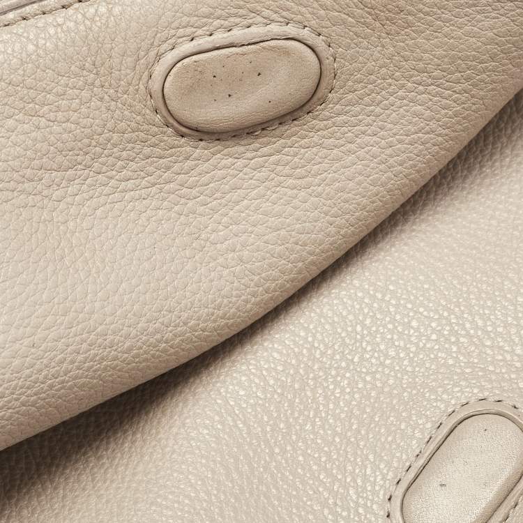 Pre Owned Tory Burch Grey Leather Thea Fold Over Crossbody Bag