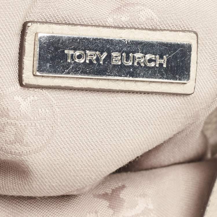 Pre Owned Tory Burch Grey Leather Thea Fold Over Crossbody Bag