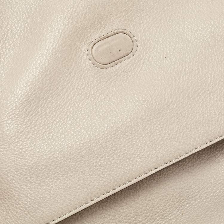 Pre Owned Tory Burch Grey Leather Thea Fold Over Crossbody Bag