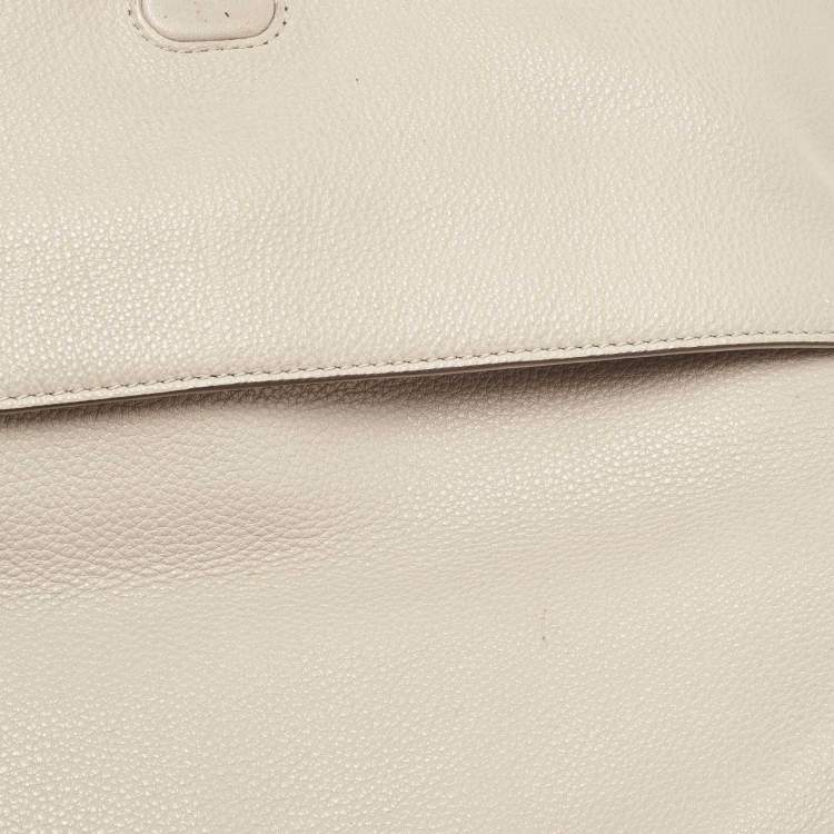 Pre Owned Tory Burch Grey Leather Thea Fold Over Crossbody Bag