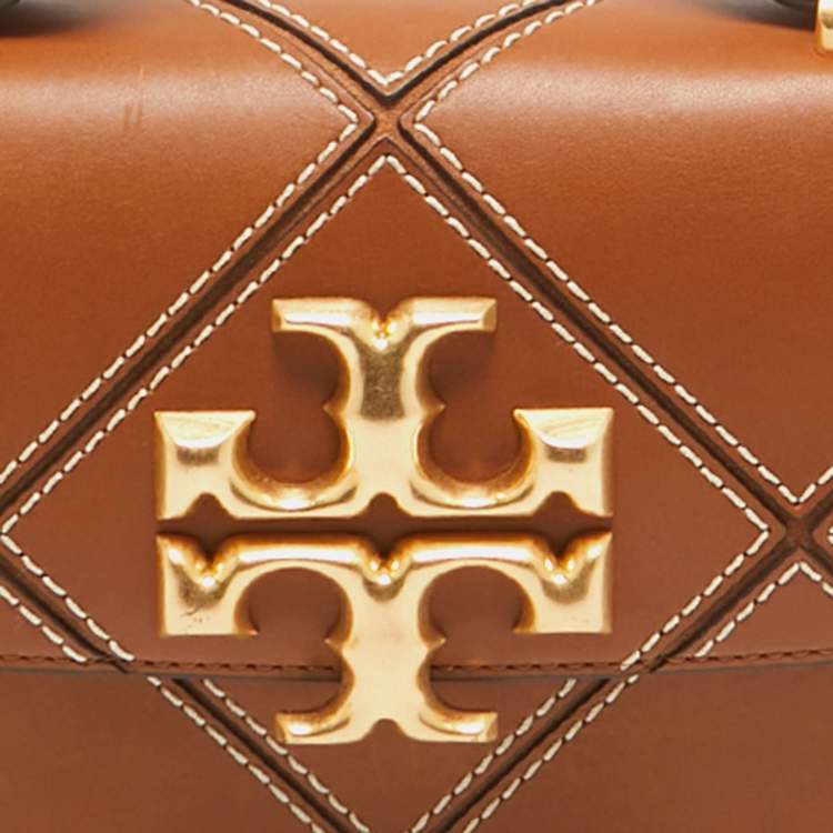 Pre Owned Tory Burch Brown Leather Diamond Eleanor Shoulder Bag