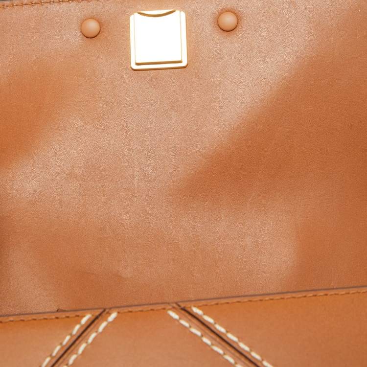 Pre Owned Tory Burch Brown Leather Diamond Eleanor Shoulder Bag