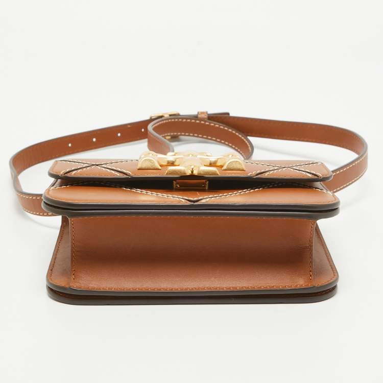 Pre Owned Tory Burch Brown Leather Diamond Eleanor Shoulder Bag