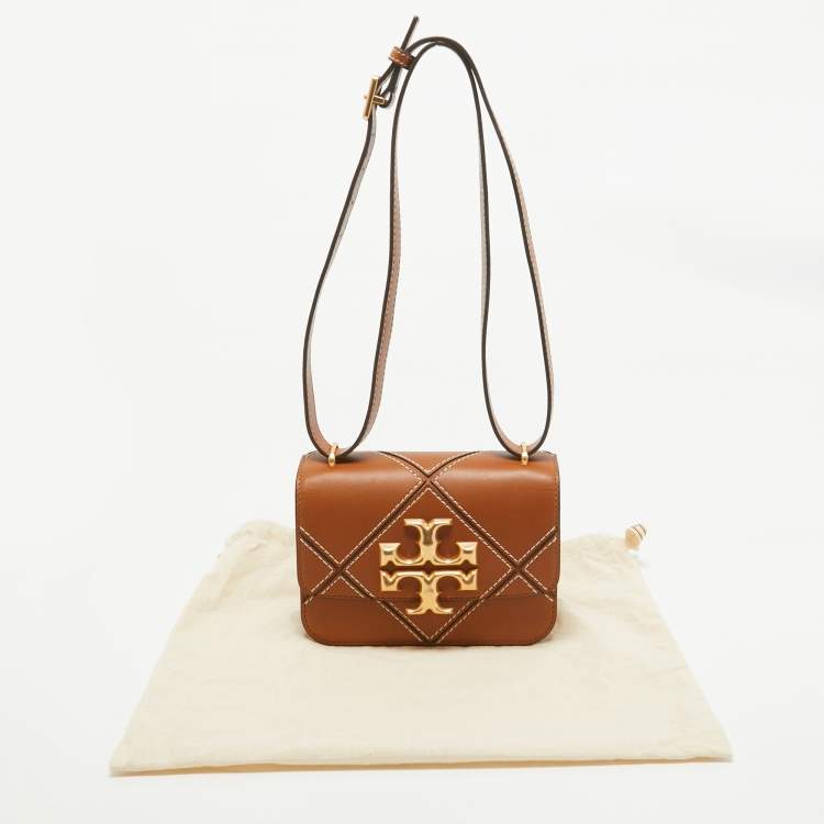 Pre Owned Tory Burch Brown Leather Diamond Eleanor Shoulder Bag