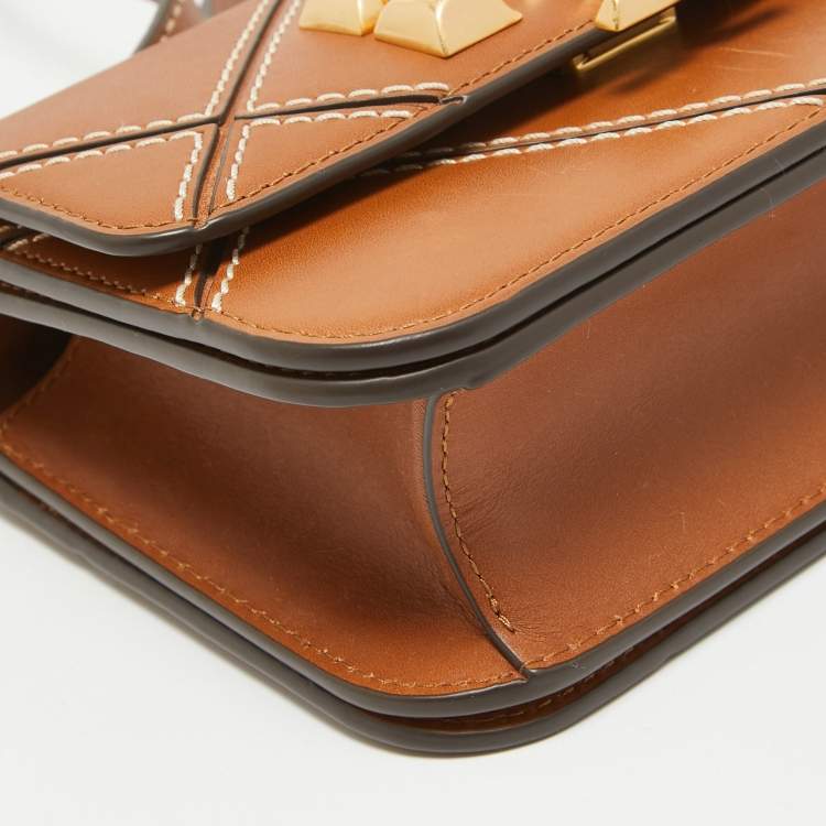 Pre Owned Tory Burch Brown Leather Diamond Eleanor Shoulder Bag