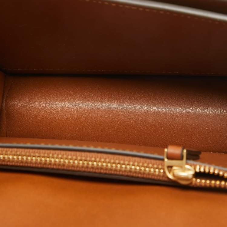 Pre Owned Tory Burch Brown Leather Diamond Eleanor Shoulder Bag