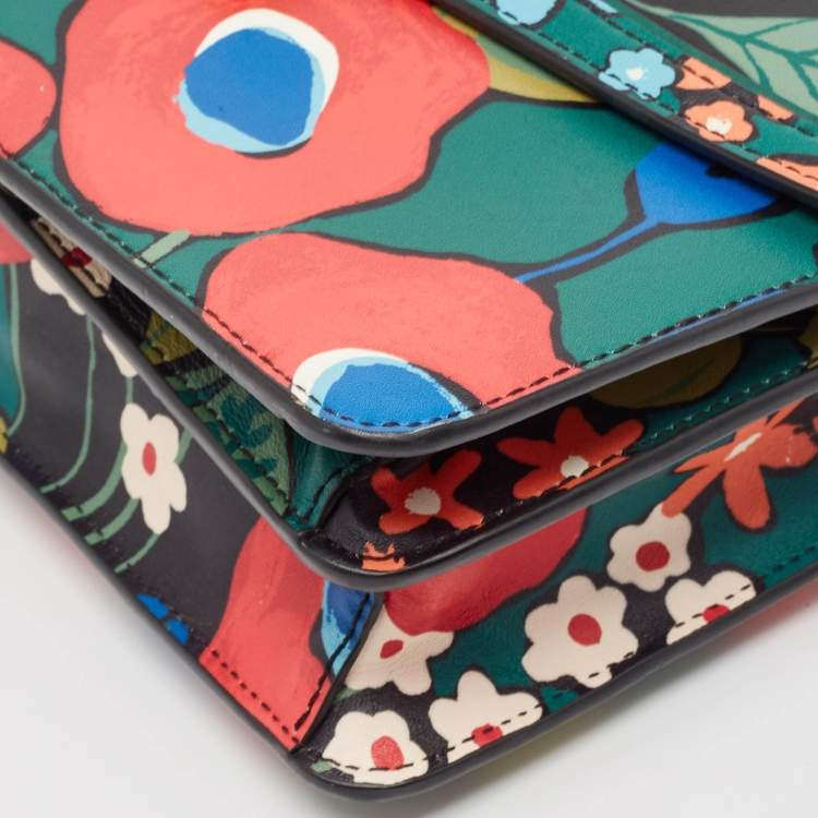 Pre Owned Tory Burch Multicolor Leather Floral Juliette Shoulder Bag