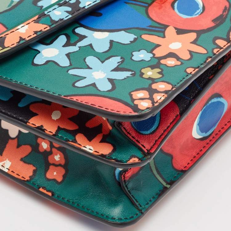 Pre Owned Tory Burch Multicolor Leather Floral Juliette Shoulder Bag