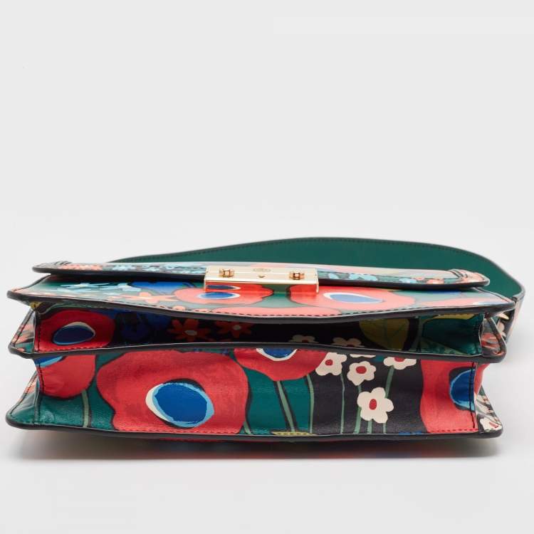 Pre Owned Tory Burch Multicolor Leather Floral Juliette Shoulder Bag