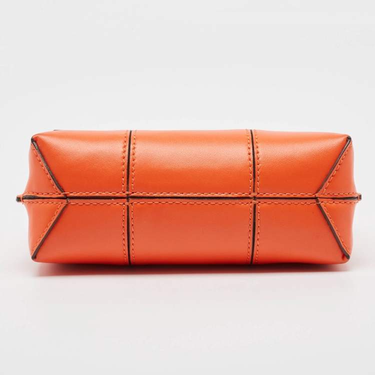 Pre Owned Tory Burch Orange Leather Mini Block-T Satchel
