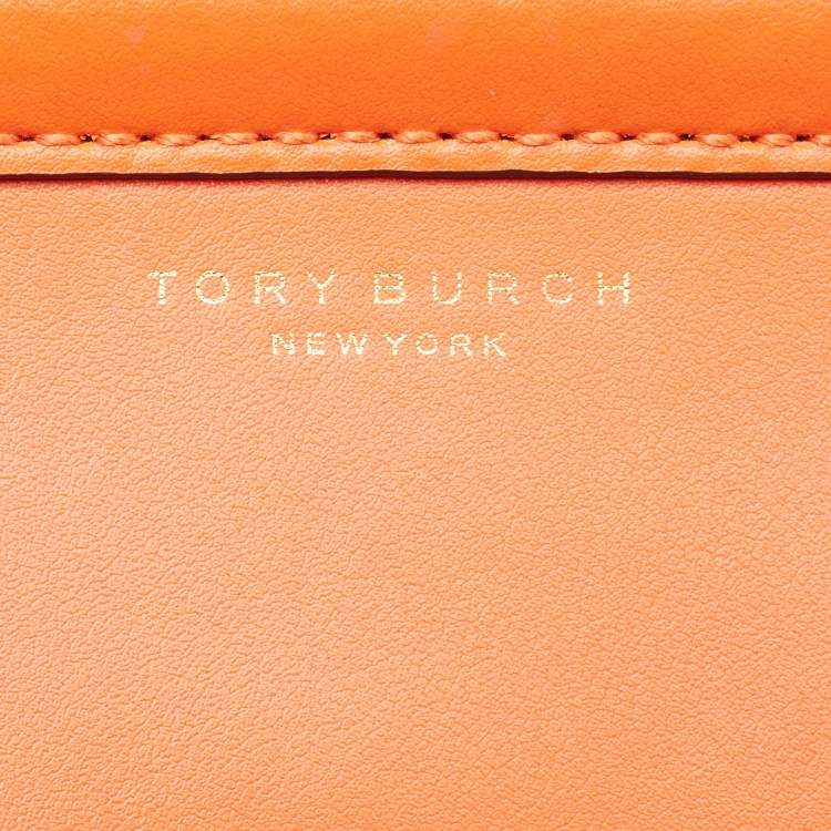 Pre Owned Tory Burch Orange Leather Mini Block-T Satchel