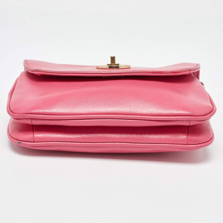Pre Owned Tory Burch Pink Leather Robinson Crossbody Bag