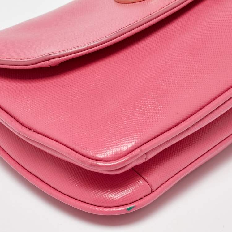 Pre Owned Tory Burch Pink Leather Robinson Crossbody Bag