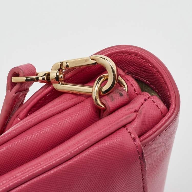 Pre Owned Tory Burch Pink Leather Robinson Crossbody Bag