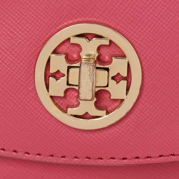 Pre Owned Tory Burch Pink Leather Robinson Crossbody Bag