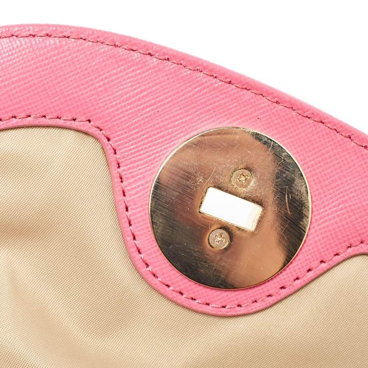 Pre Owned Tory Burch Pink Leather Robinson Crossbody Bag