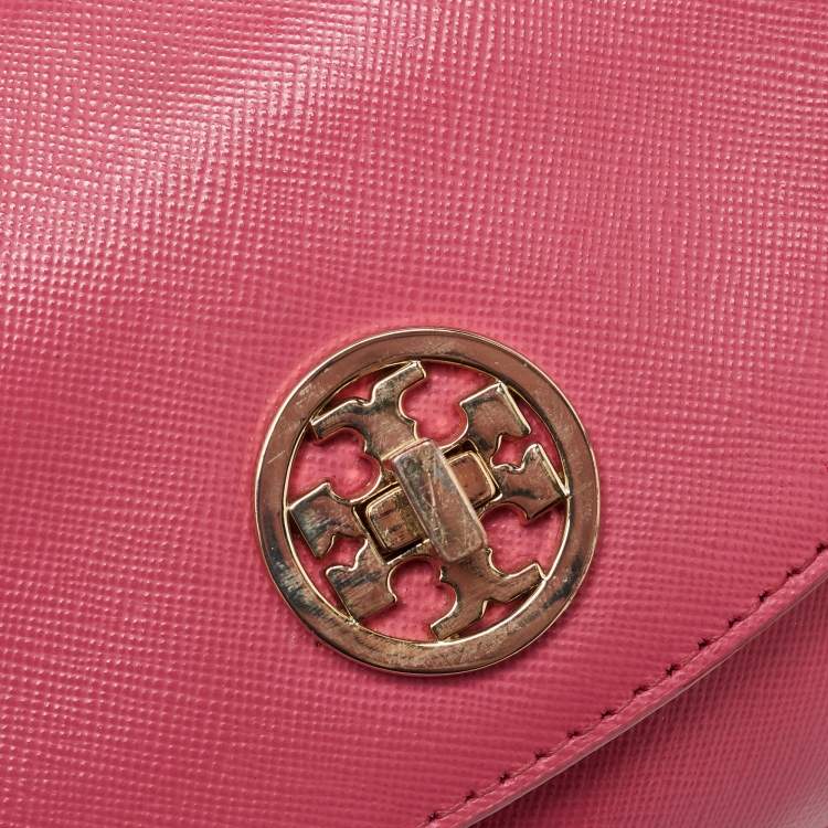 Pre Owned Tory Burch Pink Leather Robinson Crossbody Bag