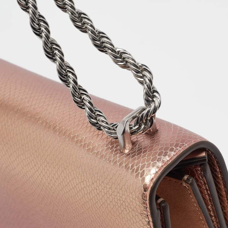 Pre Owned Tory Burch Iridescent Metallic Snake Effect Leather Small Convertible Eleanor Shoulder Bag