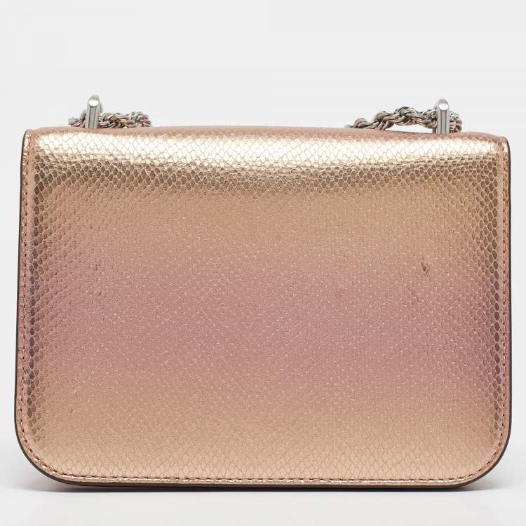 Pre Owned Tory Burch Iridescent Metallic Snake Effect Leather Small Convertible Eleanor Shoulder Bag