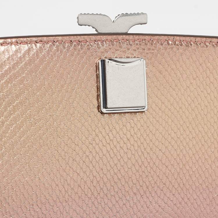 Pre Owned Tory Burch Iridescent Metallic Snake Effect Leather Small Convertible Eleanor Shoulder Bag