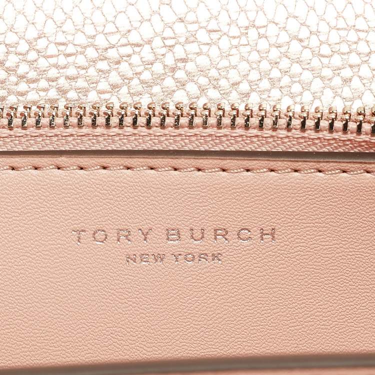 Pre Owned Tory Burch Iridescent Metallic Snake Effect Leather Small Convertible Eleanor Shoulder Bag